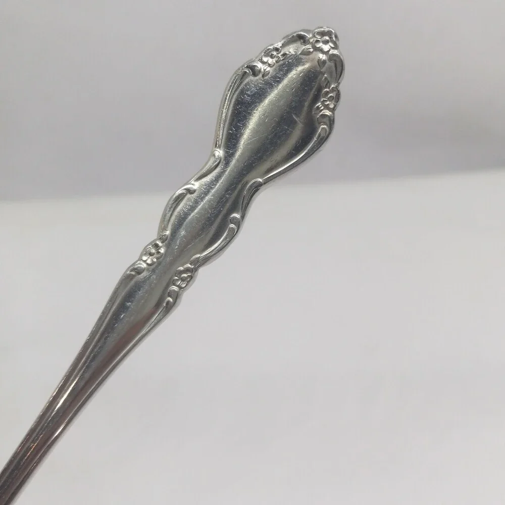 Oneida Dover Stainless Steel Place Oval Soup Spoon-Cube Mark-Floral
